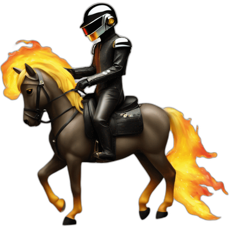 Daft punk on the horse in fire emoji