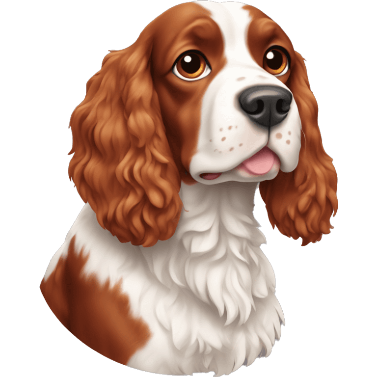 Red and white french britanny spaniel dog emoji