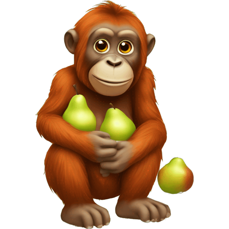 Orang utan holds pear emoji