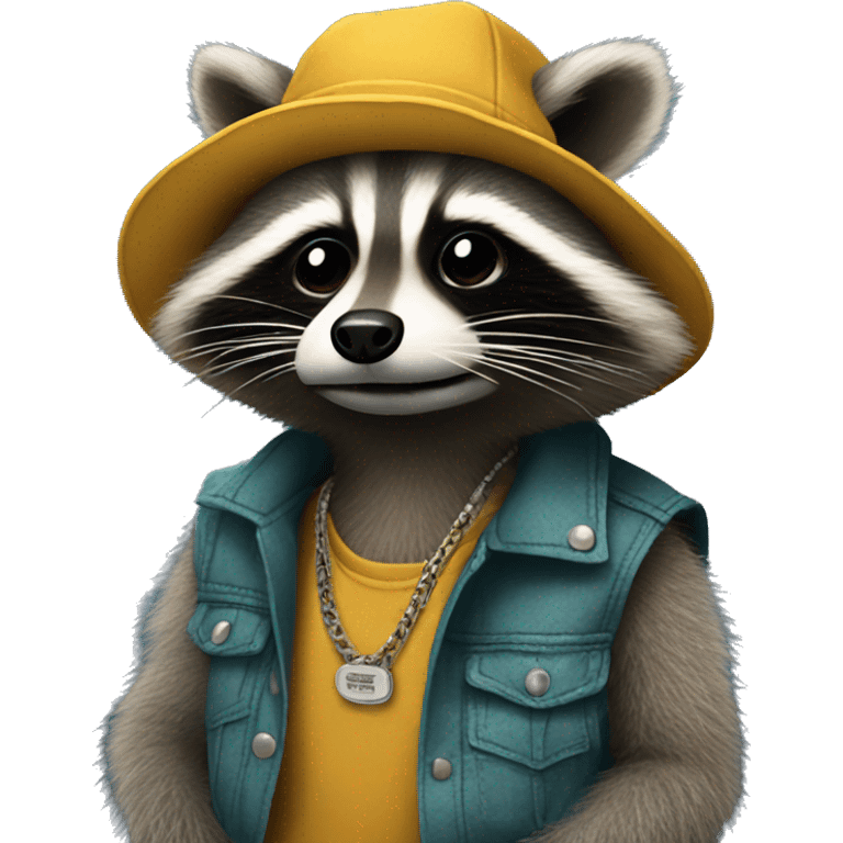 Raccoon dressed as Stussy emoji