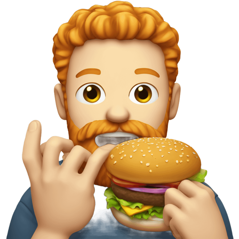 Bearded ginger guy eating cheeseburger  emoji