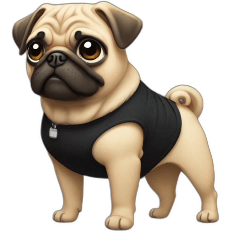 pug wearing a black t-shirt emoji