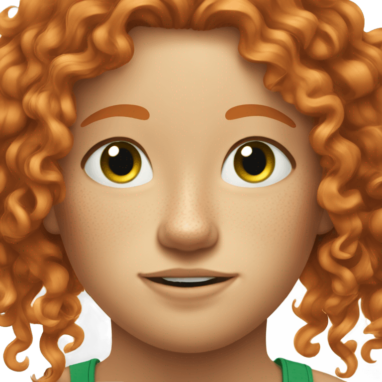 ginger curly long hair freckles green eyes emoji