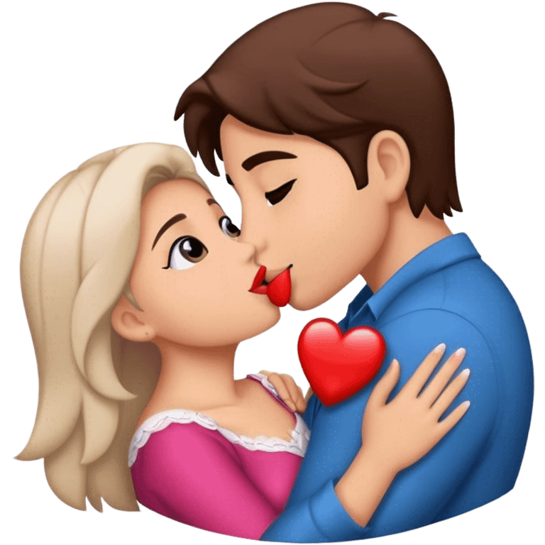 beso enamorados rubio y morena emoji