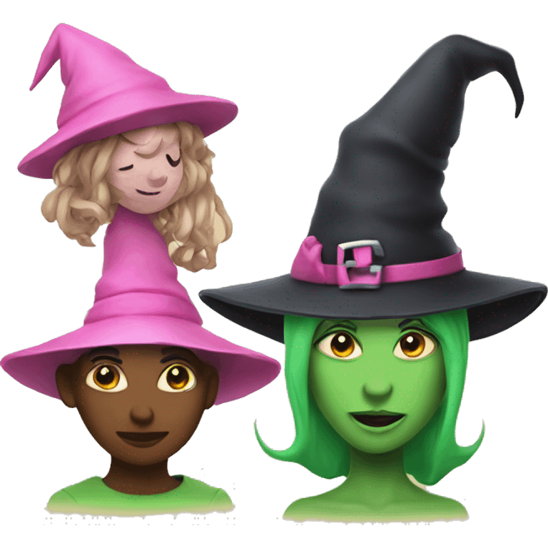 Make a pink witch and then a green faced witch emoji