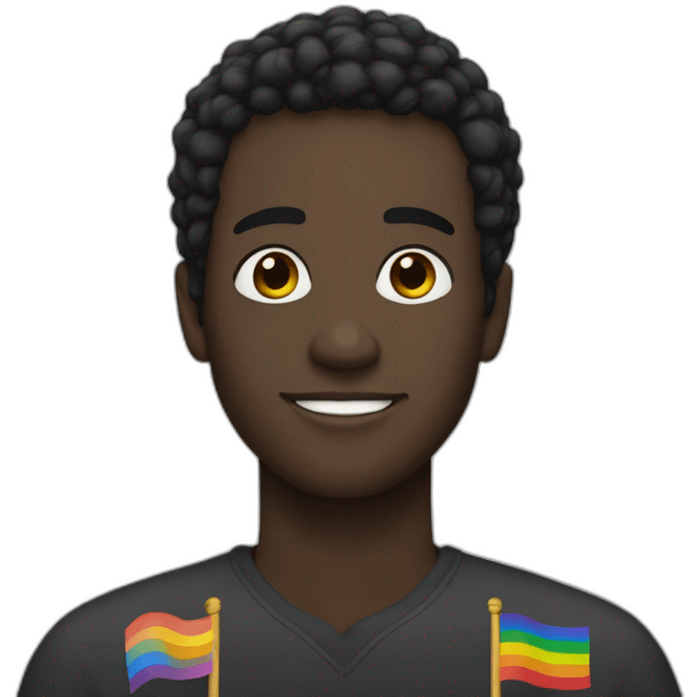 Black man with yamaka and pride flag emoji