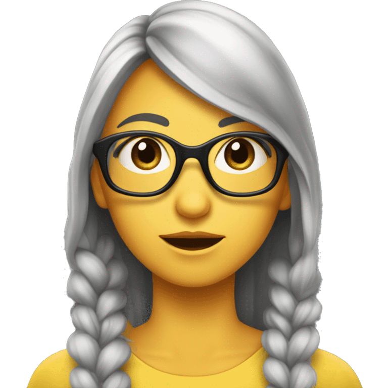 Fille avec lunettes longs cils cheveux châtains  emoji