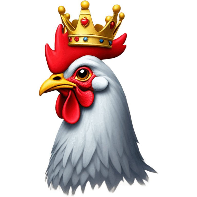 crestless rooster with a king's crown emoji