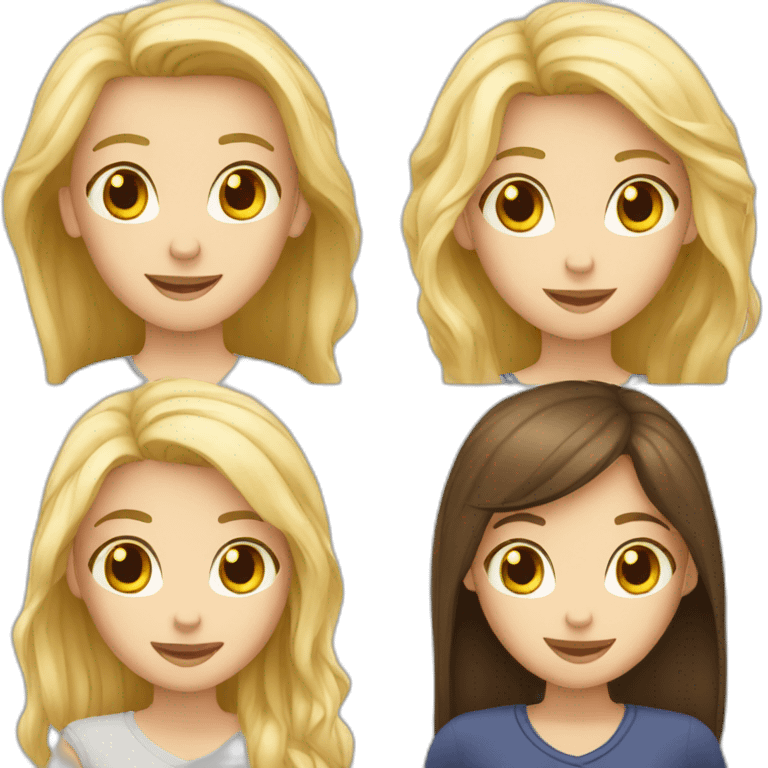 A blond White two boy and two brunette white girls emoji