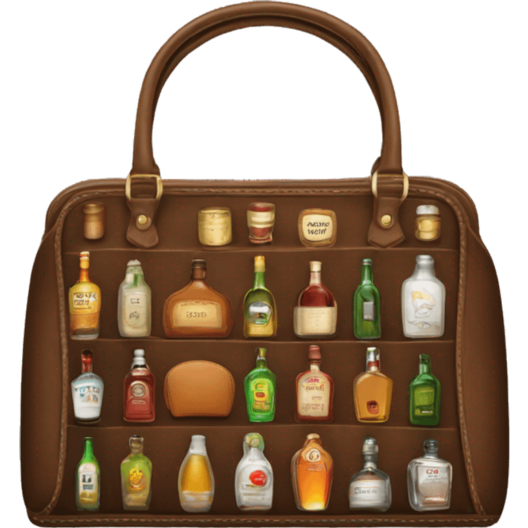 purse with liquor bottles inside emoji