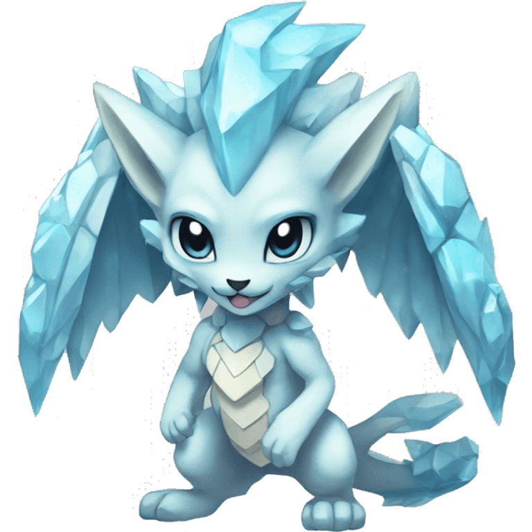 a anthro crystallized chibi-style rock-type-ice-type Fakémon-hybrid full body emoji