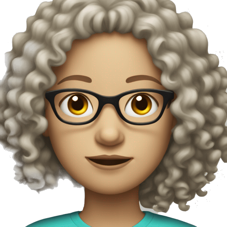 white skinned curly hair female with glasses  emoji