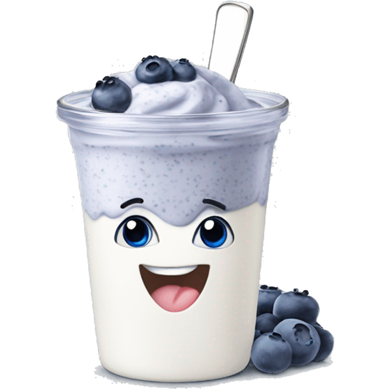 Yogurt with chia seeds and blueberry emoji