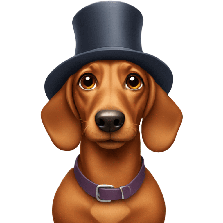 Wiener dog wearing hat emoji