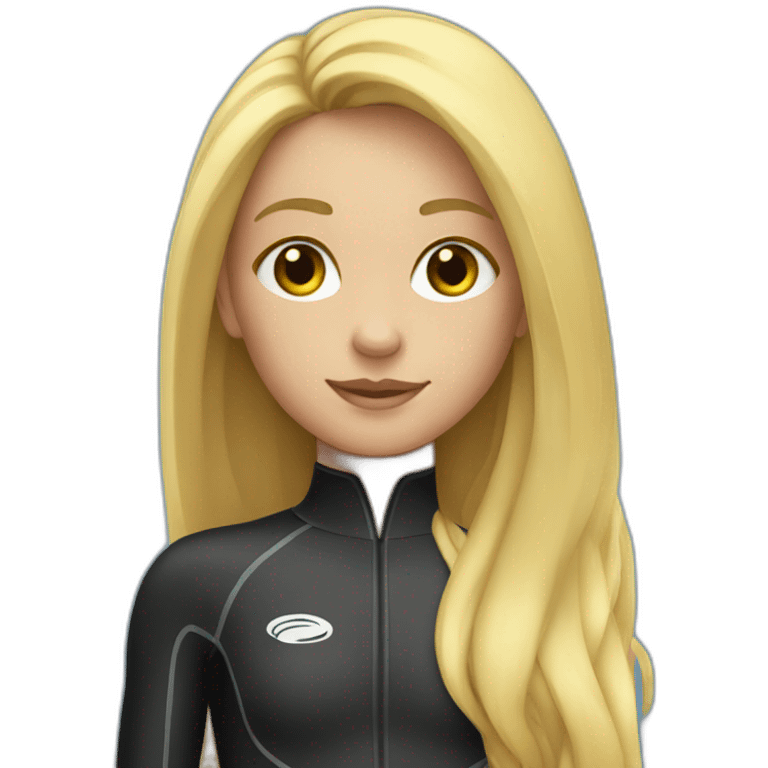 girl with long blonde hair wearing wetsuit emoji