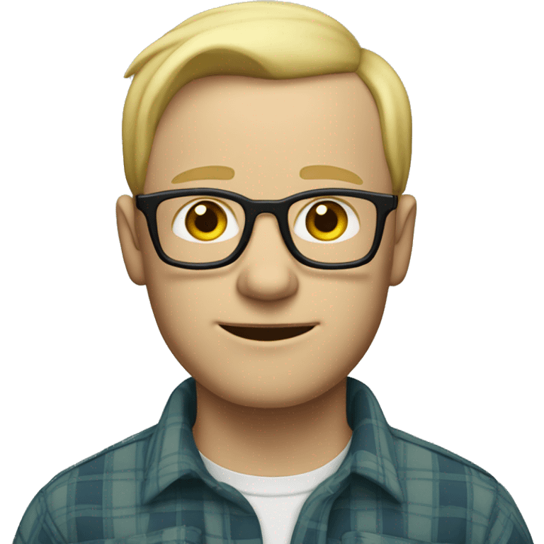 blond balding man with glasses, wearing a flannel shirt, pale skin, faint wrinkles emoji