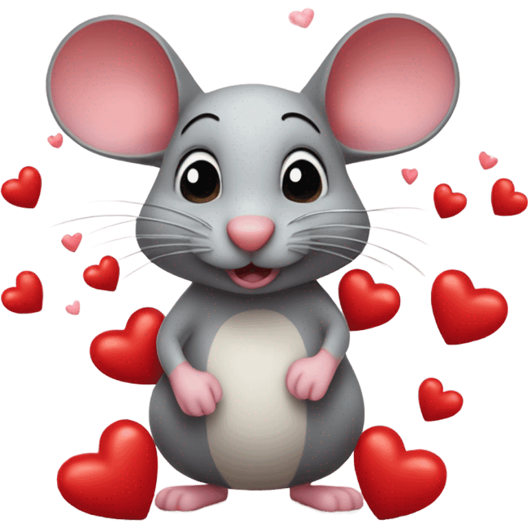 Mouse with hearts emoji