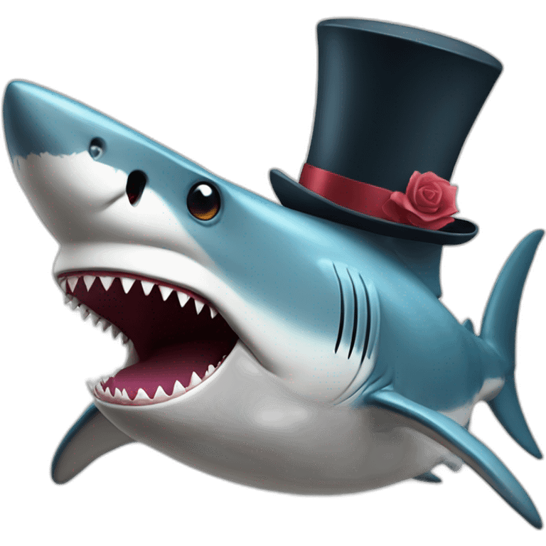 Shark with a top hat emoji