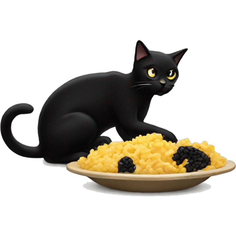 Black cat eating emoji