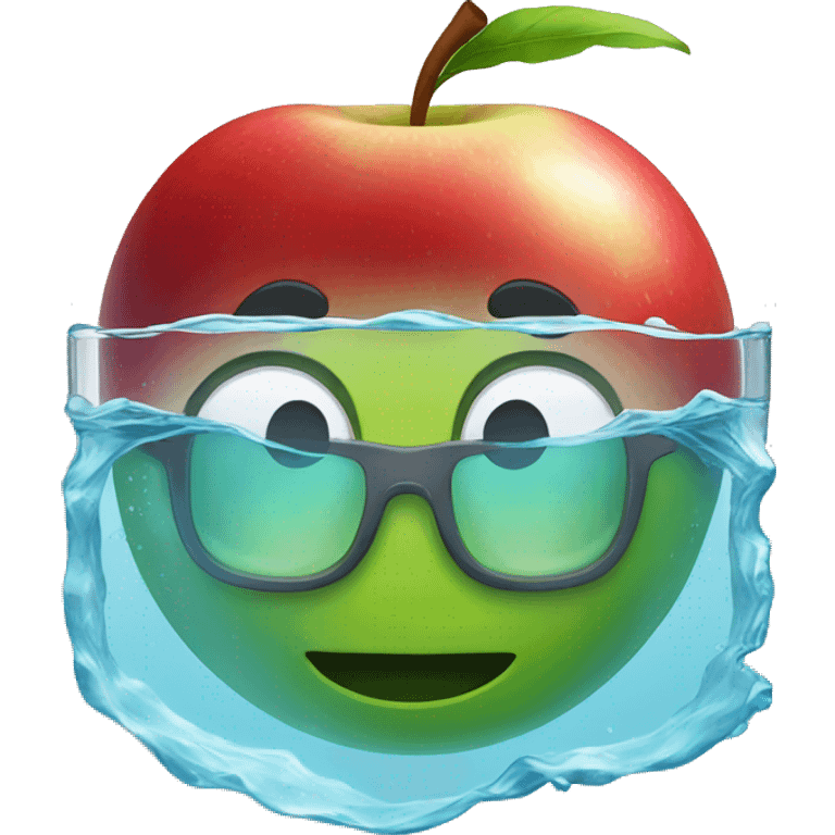 apple logo swimming and wearing glass  emoji