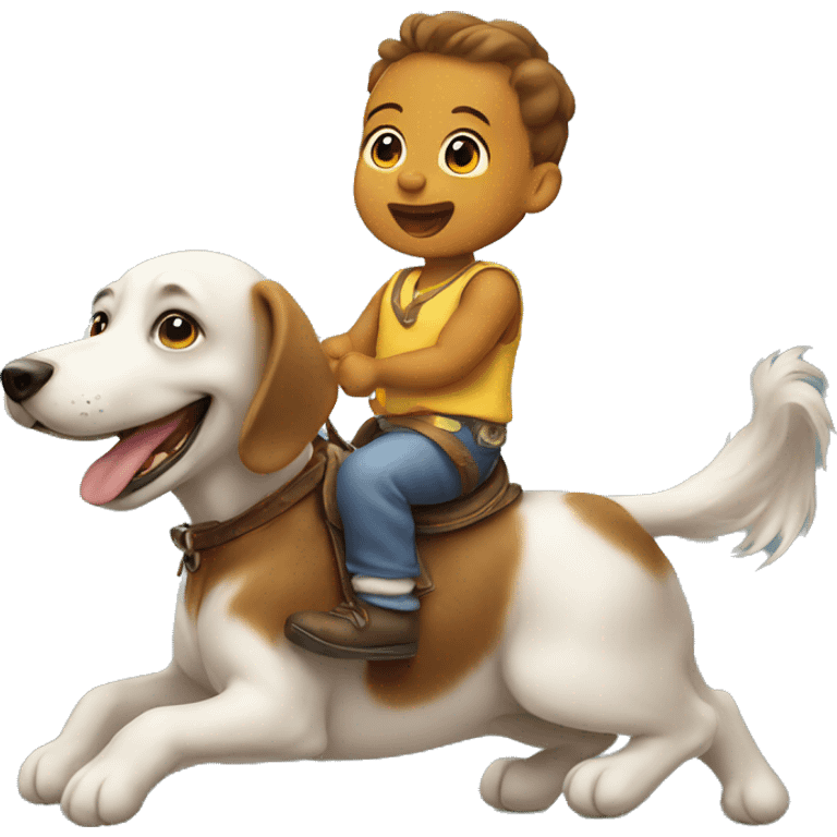 Baby riding dog emoji