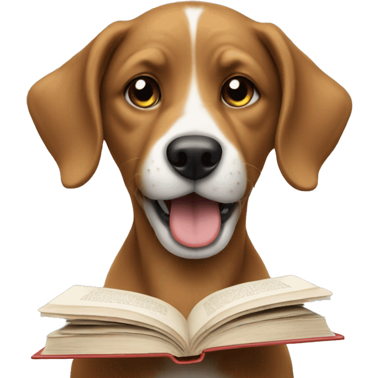 Dog eating books emoji