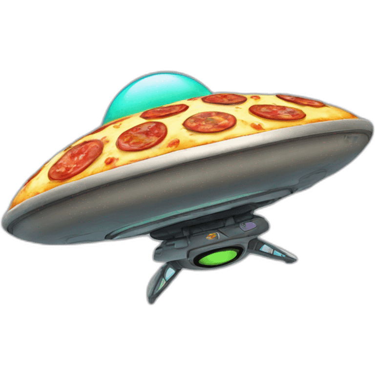 Flying saucer with pizza planet decals emoji