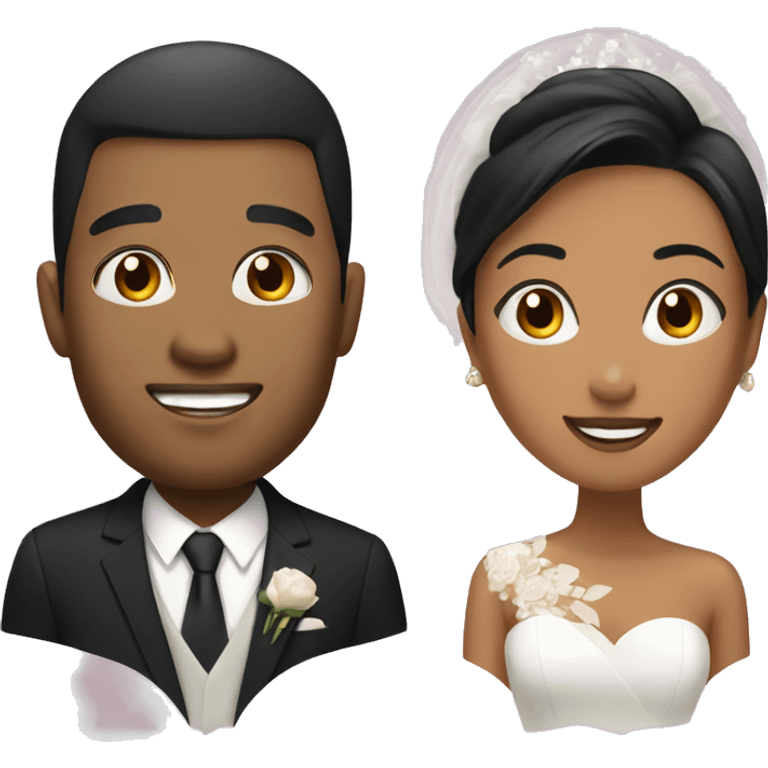 wedding black guy and asian woman emoji