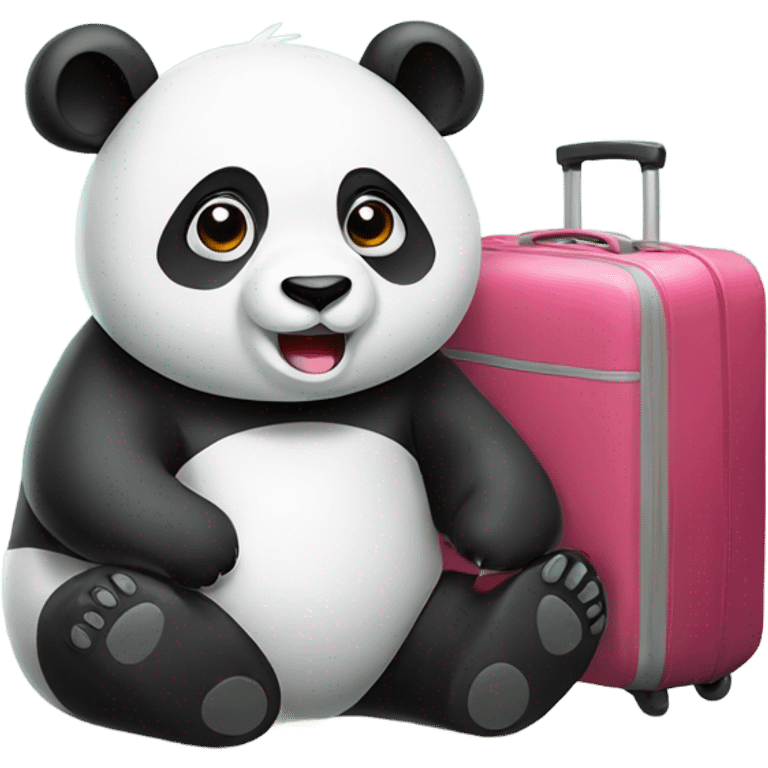 Panda with tote bag and two big luggage emoji