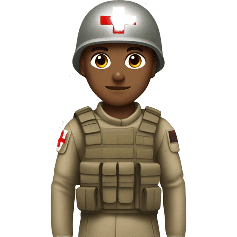 soldier with red medical cross on helmet, default skin tone emoji