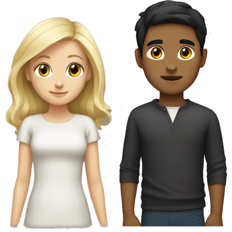 Blonde girl and dark hair boy emoji