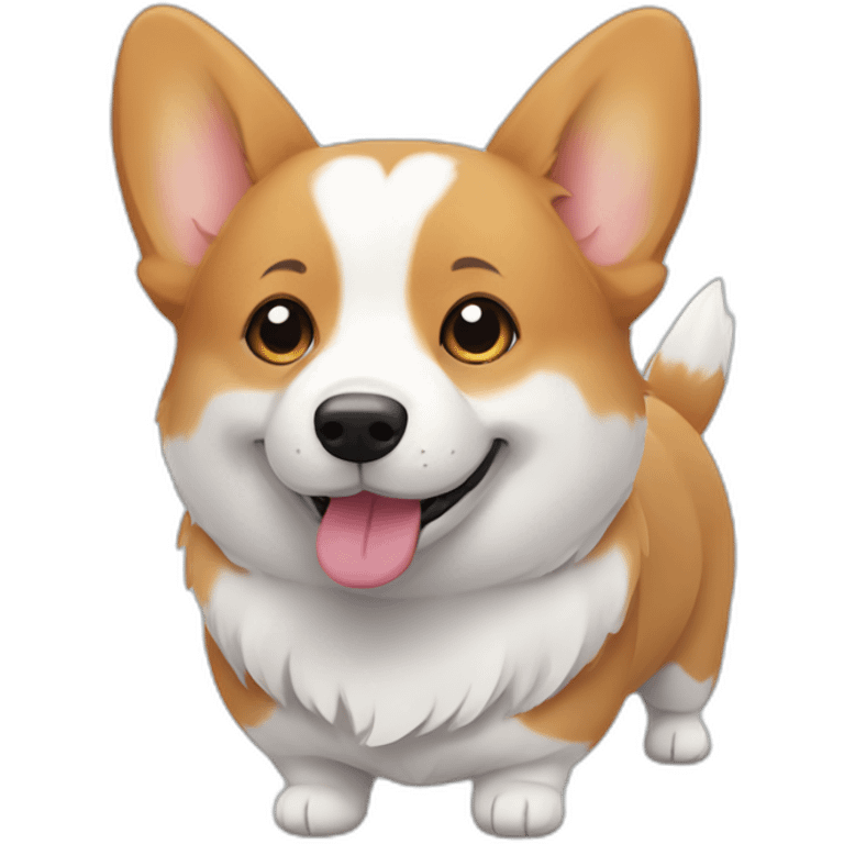 A corgi with the word love in front of them emoji