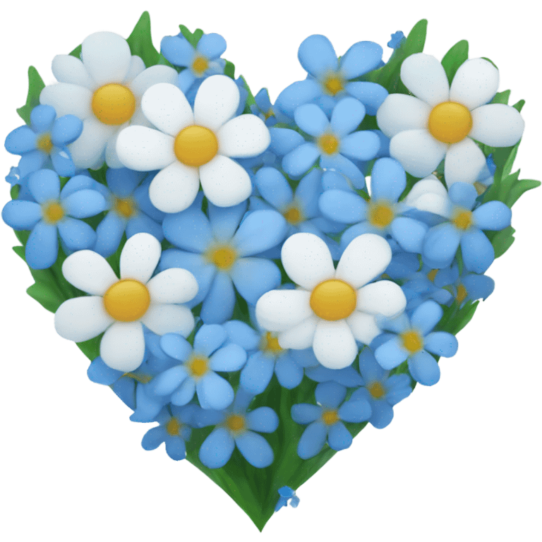 Blue heart and white flowers emoji