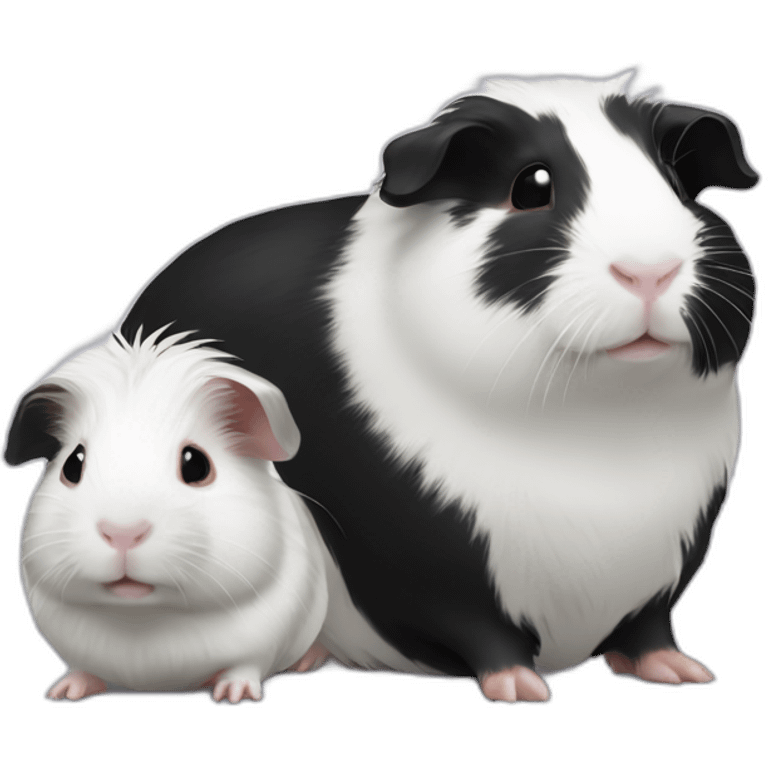 Guinea pig white and black with baby guinea pig emoji