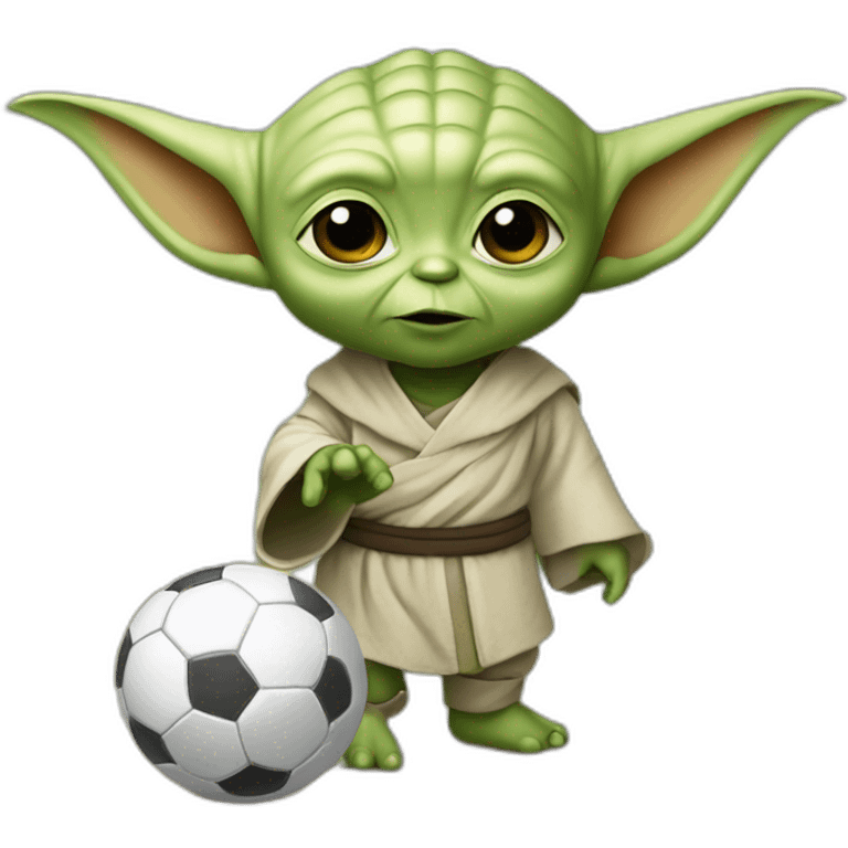 Bébé Yoda qui joue au foot emoji