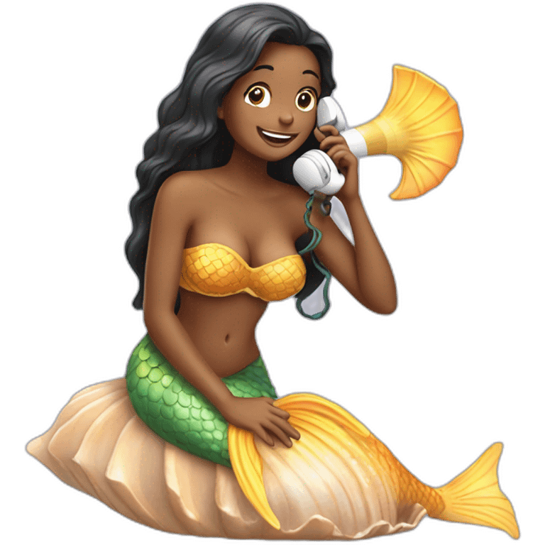 mermaid talking on seashell phone emoji