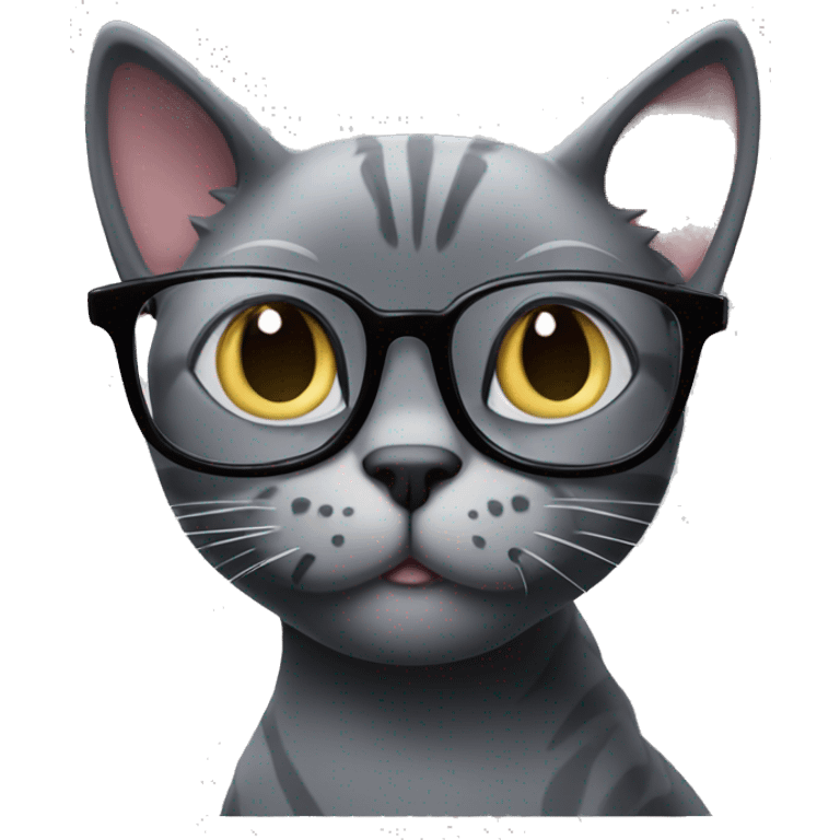 a cute grey and black cat with glasses drinking redbull emoji