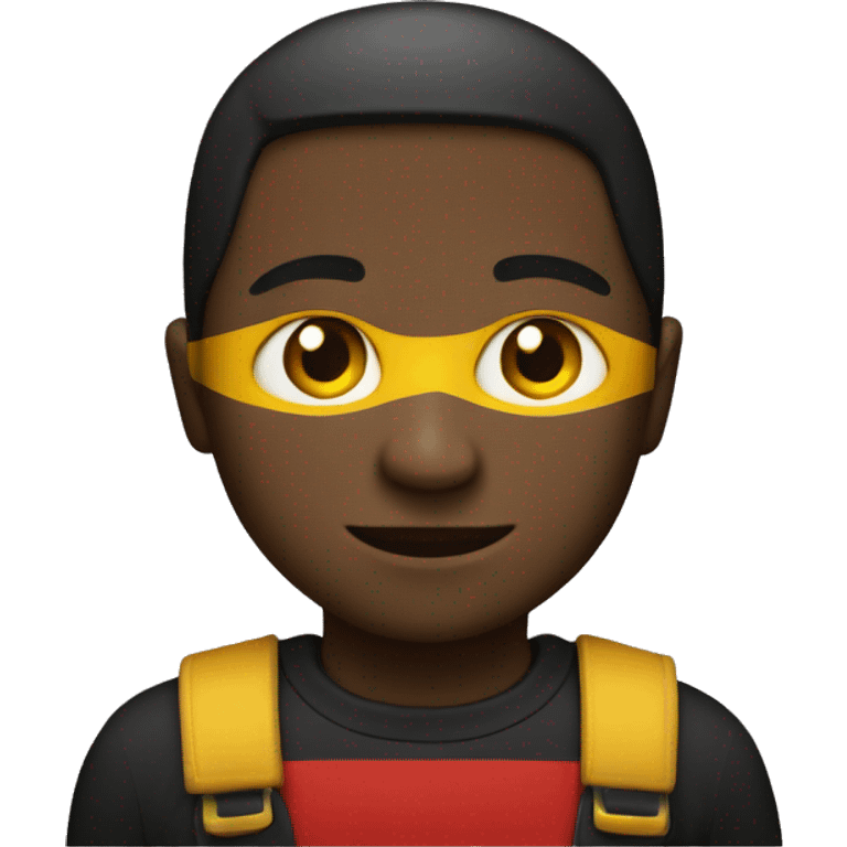 Half black at top half red at bottom and yellow circle in the middle emoji