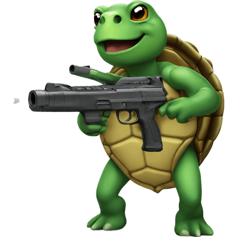 turtle with a gun emoji