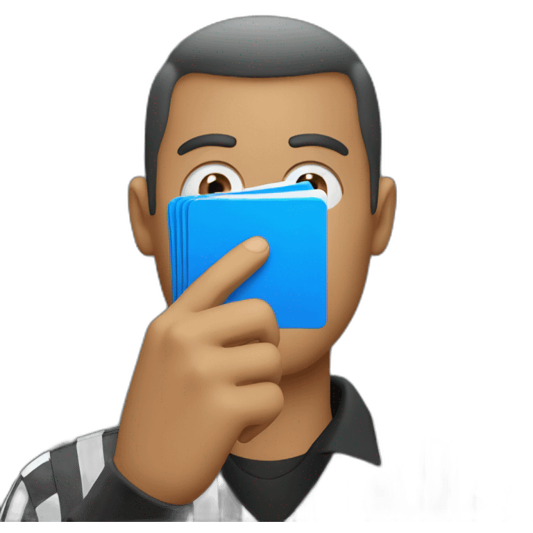 referee holding blue card emoji