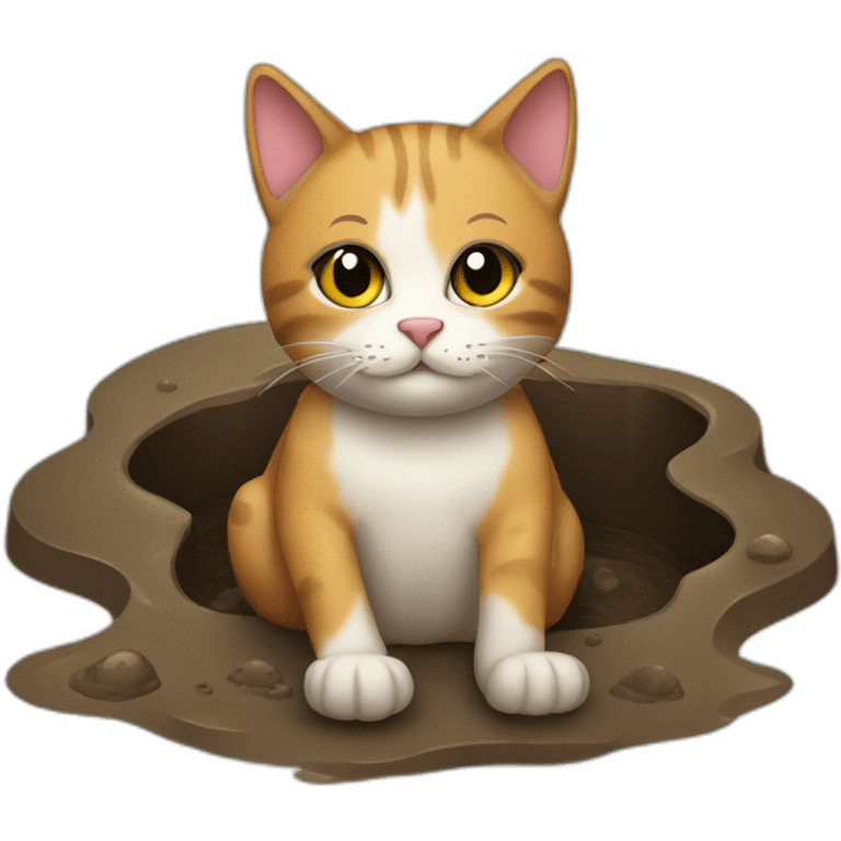 cat sitting in mud emoji