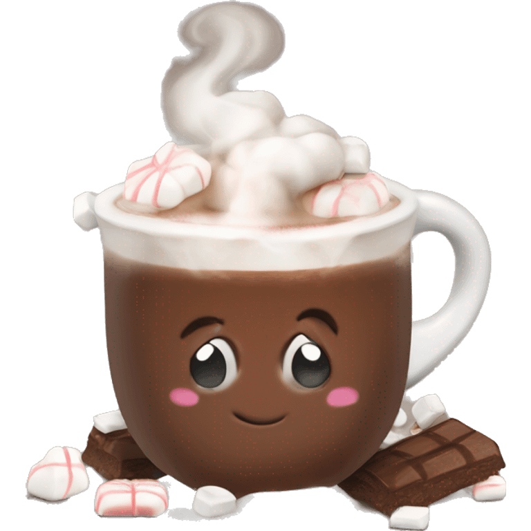 Steamy hot chocolate with cream and marshmallows  emoji