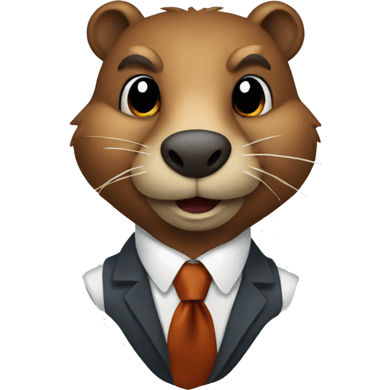 beaver with a tie emoji