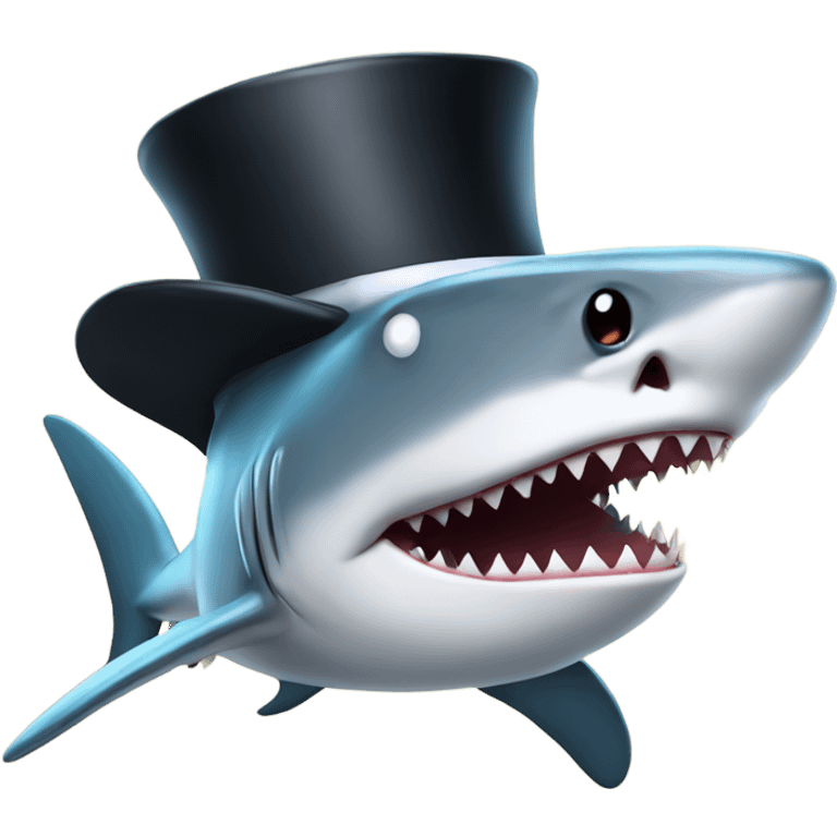 Shark with a top hat emoji