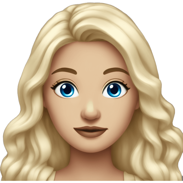 Curvy woman gorgeous blue eyes long hair emoji