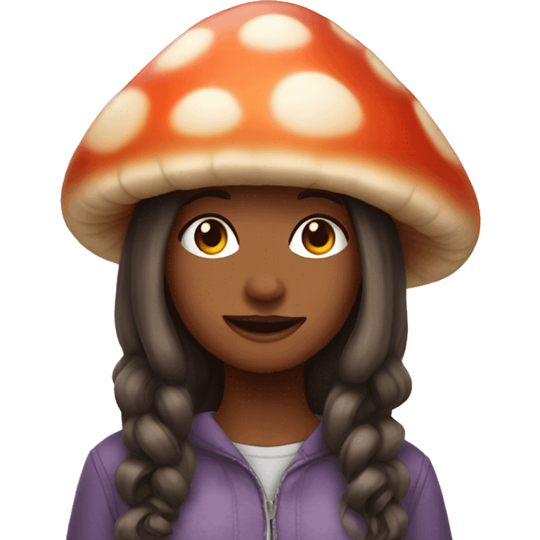 Girl wearing mushroom clothes emoji