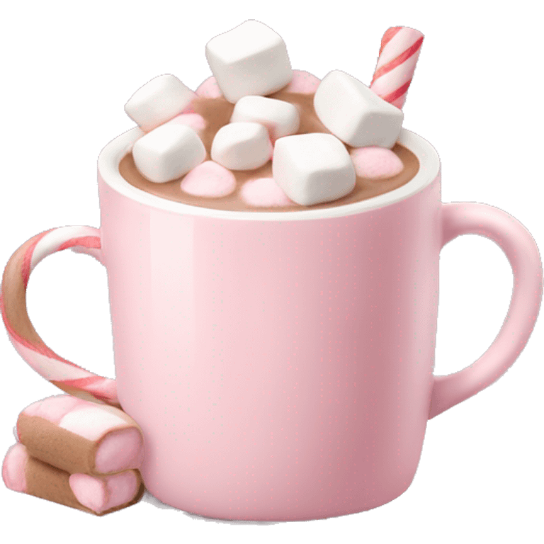 Light Pink mug of hot chocolate with marshmallows  emoji