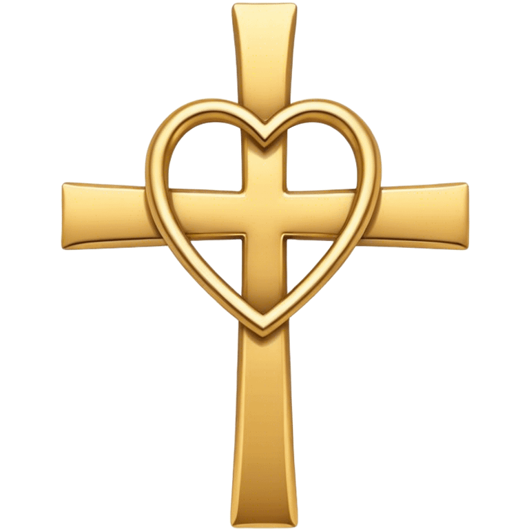 Two hearts around a simple gold cross  emoji