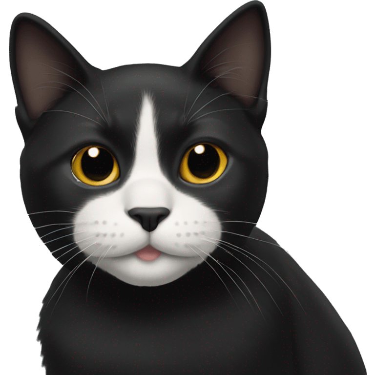 black cat with white stripe down nose emoji