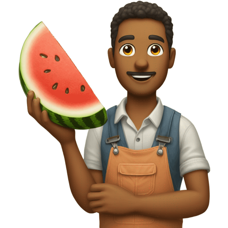 farmer holding watermelon and fried chicken emoji